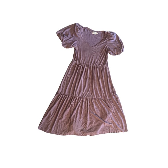 M Nation Ltd Geri Balloon Slv Mauve Pink Pima Cotton Midi Peasant Dress Santa Fe - Picture 1 of 5